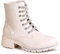 topschuhe24 2859 Damen Lack Stiefeletten Glitzer Worker Biker Boots, Farbe:Beige, Größe:36 EU