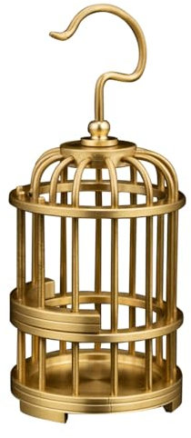 DONGKER Goldene Vogelkäfig Statue, Hohle Ästhetische Gold-Dekoration aus Messing, Vogelkäfig-Dekorationsornamente zum Aufhängen， Schreibtisch-Dekoration, Weihnachten, Neujahrsgeschenk