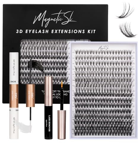 DIY Lash Extension Kit 320PCS 20D+50D Curl Lash Clusters Kit with Lash Bond and Seal and Lash Applicator Easy to Apply at Home for 10-16mm Individual Eyelash Extension Kit-（20D+50D-0.07D-KIT）