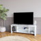 Bimossa Arsin White TV Stand Cabinet for 50 Inch TV – 114cm Durable Particle Board Unit with Open Shelves and Resilient Finish, Ideal for Living Room and Office
