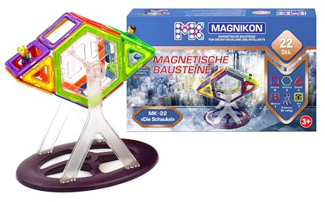 MAGNIKON Magnetische Bausteine Die Schaukel 22 Teile, Magnetbausteine, Magnet Bausteine, Magnetsteine mit Achse, Magnete Kinder, Magnetspiel ab 3 Jahre, Magnetic Tiles, Magnetsteine Spiel