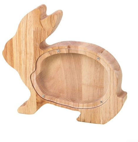 Spardose Holz Spardose Tierform Kinder Spardosen Geburtstag (Hase)