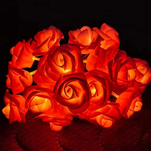 LED Rose Flower String Lights, Artificial Flower Garland with Lights, Rose Vine Fairy Lights, Rose Flower String Lights Battery Operated for Wedding Home Party Birthday Festival Indoor Outdoor(Red)