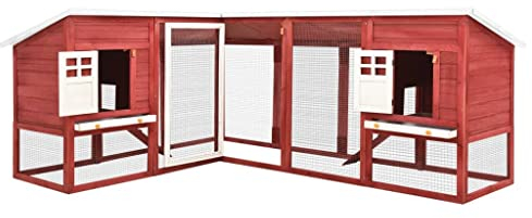 Coavain Kaninchenstall Rot und Weiß 250x192x105 cm Kleintiergehege Einfacher Zusammenbau Vielseitig Einsetzbar Kleintierstall Meerschweinchen Sich Frei Bewegen Kaninchenhaus Witterungsbeständig