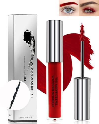 Eyebrow Mascara Gel, Eye Brow Glue, Long-lasting Waterproof Quick Drying Red Tinted Brow Gel Colored Mascara, Tinted Eyebrow Filler, Volumizing Enhance Brow Mascara for Women-09 Red