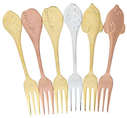 Ciieeo 6pcs Cutlery Stainless Steel Fish Forks Long Handles Dessert Forks for People Pastry Tableware