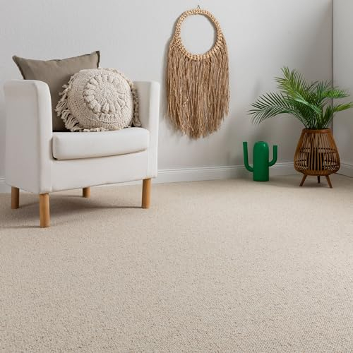 Steffensmeier Teppichboden Sydney Meterware | Auslegware Schlinge, 100% Schurwolle | Creme, Größe: 400x500 cm