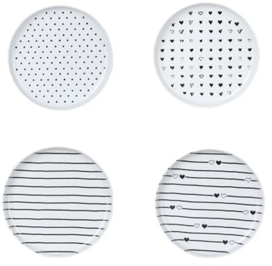 Kütahya Porselen 4-tlg. Dessertteller Set – 15 cm Porzellanteller mit Herzmuster – Spülmaschinenfest & Modern – Ideal als Geschenk oder für besondere Anlässe – Pretty Kollektion