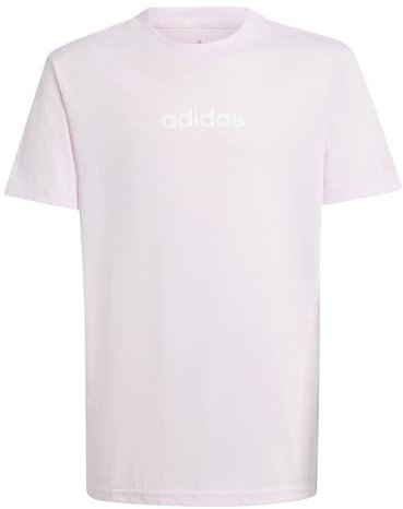 adidas Unisex Kinder Essentials Linear Logo T-Shirt, Clear Pink/White, 9-10 Years