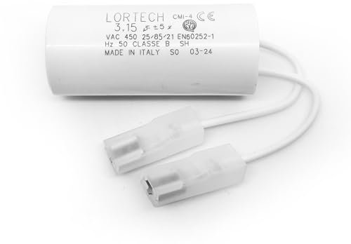 CONDENSATEUR PERMANENT 3,15 µF avec connecteur - Ø 25mm x 55 mm - FOND PLAT - FABRIQUÉ EN ITALIE