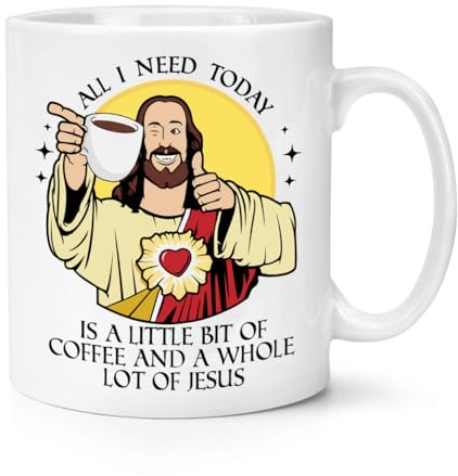 All I Need Today is A Little Bit of Coffee and A Whole Lot of Jesus 10oz Mug Cup Funny Joke Easter Birthday Christmas Christian