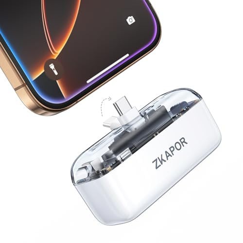 ZKAPOR Mini Power Bank 5000mAH, Connettore USB C Pieghevole Caricatore Portatile Ricarica Rapida 20W PD Portatile Powerbank Compatibile con iPhone 15 Serie, Galaxy S24/23, e altri Telefoni USB C