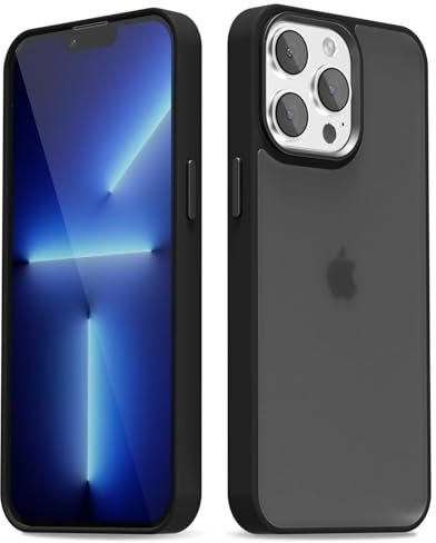 oakxco for iPhone 13 Pro Max Case Clear Hard Shell, Slim Thin Matte Transparent Plastic Cover & Protective Soft Silicone Rubber TPU Bumper, Girly Cute Phone Case for Women Girls, Black