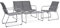 HEFZGDB Set Divano da Giardino 4 pz in Tessuto e Acciaio Grigio Sedie da giardino Tavolo da giardino con sedie Arredo giardino Adatto per patio, bordo piscina, giardino.
