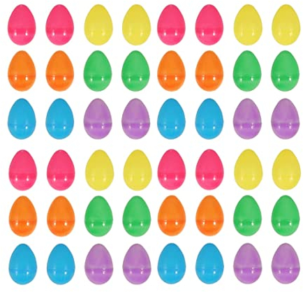 CAKEEYUM 48 Stück befüllbare Ostereier Überraschungs Ostereier aus Plastik zum Aufbewahren von Creme Geschenken 5 5 x 4 cm Bunte aus Plastik Leere befüllbare Schokoladen O