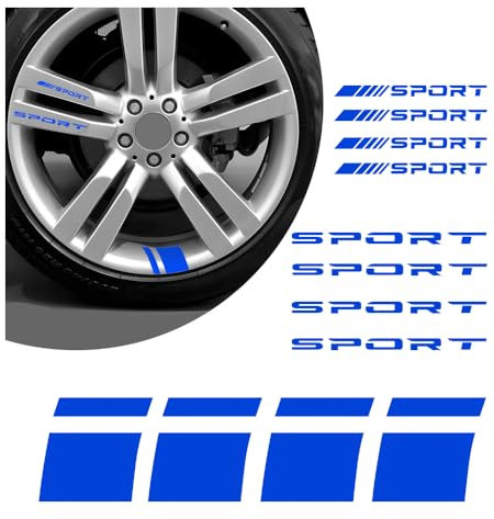 12 Stück Sportlich Auto Aufkleber,Vinyl Reflektierend Auto Sticker Auto Deko für Autofelge Rückspiegel Stoßstange,Universal Mehrfarbig Autoaufkleber Auto Zubehör für Auto LKW SUV (Blau)
