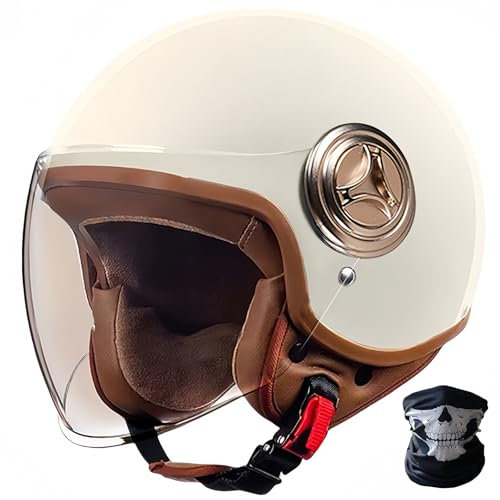 STRTG 3/4 Retro-Motorradhelm,Rollerhelm Mit Visier,ECE-Zugelassener Retro-Jet-Helm Für Damen Und Herren,Moped,Motorrad Für Vespa, ATV, Moped 7