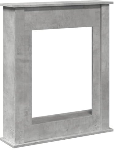 vidaXL Kaminumrandung, Dekorative Kaminkonsole, Kaminsims Dekokamin für Wohnzimmer, Kaminattrappe Kaminverkleidung, Betongrau Holzwerkstoff