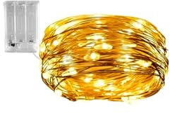 Blendend Guirnalda de luces LED de alambre de cobre, batería 3AA, 2 m, luz blanca cálida, ideal para decoraciones y ambientaciones.