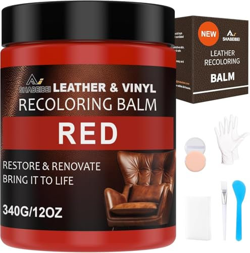 SHABEIBEI 340g Lederpflege Auto,Leder Reparatur Set,Rot Flüssigleder,Lederfarbe,Kunstleder Reparaturset Für Vinyl Möbel, Sofa, Autositze, Schuhe