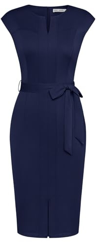 GRACE KARIN Women Bodycon Dress Cap Sleeve Business Dresses with Belt Formal Dress