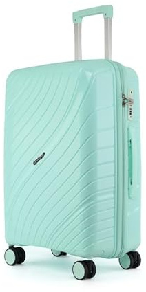 Fly Kite Luggage 20 Inch Cabin Suitcase 100% Polypropylene Hard Shell with Aluminium Trolley Handle, Real TSA Secure Lock 3 Digit 360° Smooth Wheels Lightweight Suitcase|Green