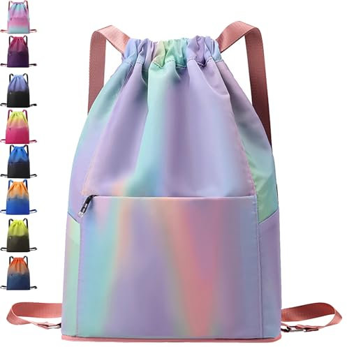 AUNGKWANG Sac à Dos de Sport Imperméable, Sac à Dos Cordon Grand, 31 * 14 * 46 cm Sac de Sport, Homme Femme Sac a Dos pour Shopping Yoga Sport Voyage
