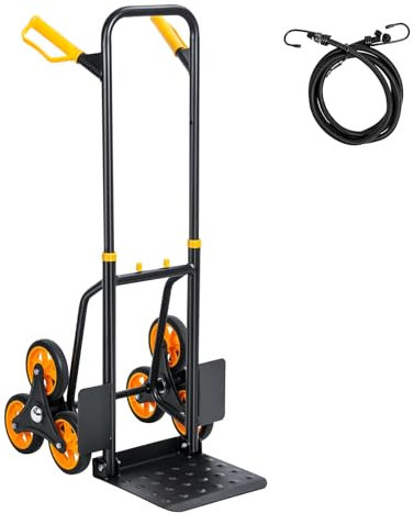 Schwerlast-Treppensteiger-Handkarre mit 3-Rad-System & verstellbarem Teleskopgriff, faltbarer Dolly Trolley, tragbarer Umzugswagen für Lagerlieferungen & Umzug nach Hause, Schwarz