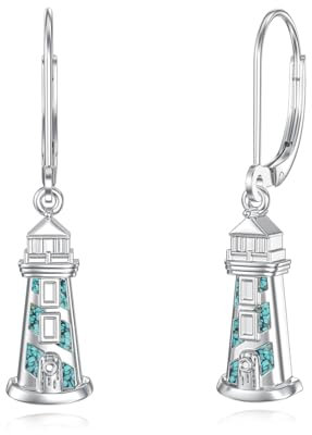 YueYuan Leuchtturm Ohrringe 925 Sterling Silber Meer Leuchtturm Schmuck Türkis Ohrringe für Damen