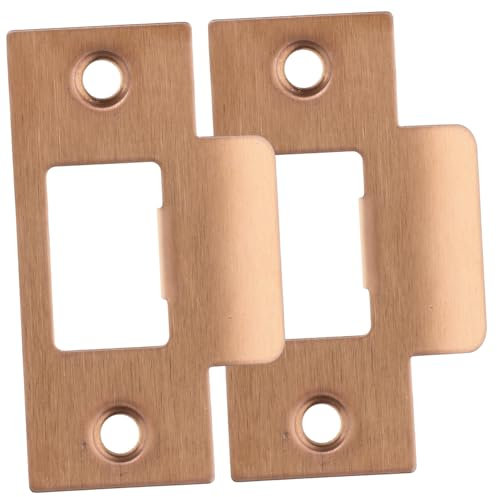 HOMSFOU 2pcs Deadbolt Strike Plate Stainless Steel Door Reinforcement Plate Cover for Wooden Room Door Lock Accessories T-Shape Rose Gold