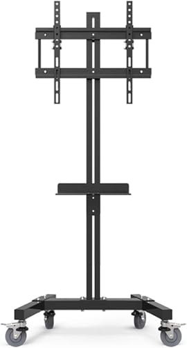 KJoBDwz Porta TV con Ruote Supporto TV Mobile - Supporto TV for impieghi gravosi, Carrello TV Mobile con Ruote, Supporto TV con ripiano Regolabile in Altezza Porta TV Rotante
