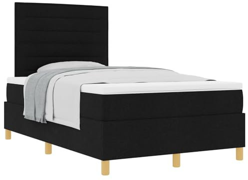 vidaXL Minimalistisches Schwarzes Bettgestell mit verstellbaren Armlehnen 120 X 200 cm Robustes Holz und Stoff für Einzelruhe und Entspannung Matratze Schlafzimmermöbel Fleckenresistentes Material