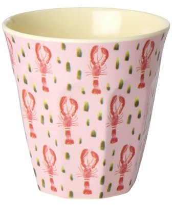 Rice Melamine Mug Flowers Pink Lobster Print Medium