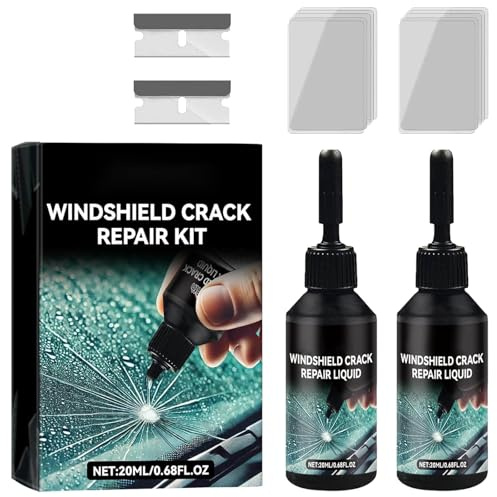 xinrongda Steinschlag Reparaturset Windschutzscheibe, 2 Stück Windshield Crack Repair Kit, Glasreparaturflüssigkeit Zur Reparatur, Glas Reparatur Set Zur Reparatur Langer Rissen, Löchern, Rissen