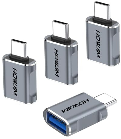 HOWJIM USB C auf USB Adapter 4 Stück,10Gbps Datenübertragung Schnellladung | Typ C Stecker auf USB3.2 Buchse OTG Adapter für Phone 15/16/17/18 Pro Max,Pad Pro,M-ac Notebook Pro/Air,D-ell XPS,Laptop Grau