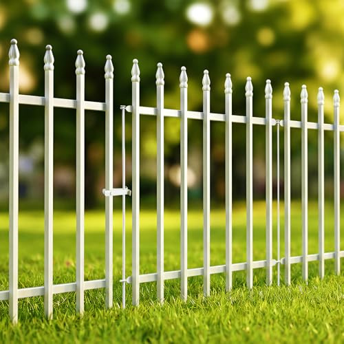 Thealyn Recinzione Decorativa da Giardino in Metallo Alta 91cm x Larga 71cm (4 Pannelli + 1 Cancello, Lunghezza Totale 3,5m) Recinzione Bordo Senza Scavo Recinzione Paesaggistica per Cani per Aiuole