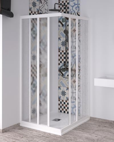 Box Doccia angolare cm 70x70 profili in pvc e pannello in acrilico 1,8 mm con apertura scorrevole e chiusura magnetica