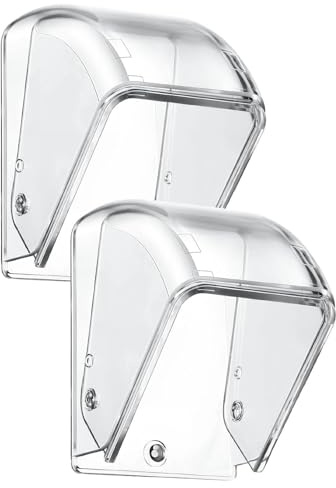 PULCINELLI 2 Pz Copertura Antipioggia Campanello Senza Fili Esterno, Coperchio Campanello Trasparente, Flip Top Coperture Parapioggia in Plastica, Copertura Protettiva per Campanelli - 8,9x7,2x6,4cm