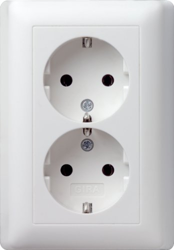 Gira 078004 Doppel Schuko Steckdose Standard 55, reinweiß matt