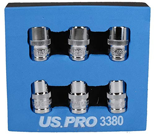 US PRO Tools 6pc 3/8'' dr 10mm + 13mm 6pt Shallow Socket Set, Sockets 3380