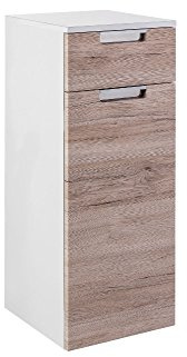 Schildmeyer Midischrank Rilana 130479, weiß Glanz/Eiche Sanremo Dekor, 88,5 x 33 x 35 cm