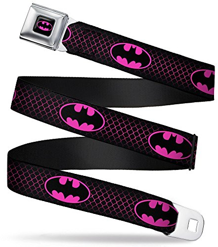 Buckle-Down Herren Sicherheitsgurt Batman Shield/Chainlink Schwarz/Hot Pink Gurtband Gürtel, Mehrfarbig, 1.5 Wide-24-38 Inches in Length