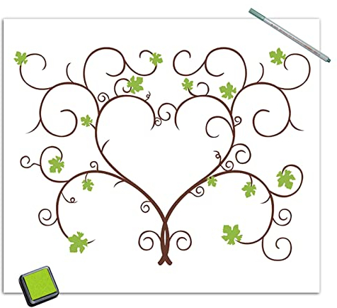 SwirlColor Gästebuch Hochzeit Weinreben Fingerabdruck Gästebuch UnterschriftMalerei Baum Thumbprint Baum für Hochzeit 30 * 40cm (Typ 3) Spielzeug