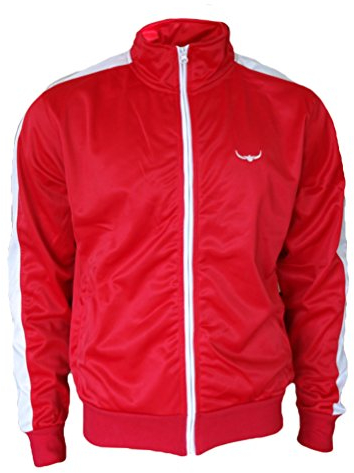 ROCK-IT Apparel I Herren Track Jacket I stylische und hochwertige retro Style Trainingsjacke I Tracktop I Sweater Jacke [S-3XL] Rot/Weiß - XL