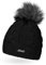Neverless Damen Strick-Mütze gefüttert mit Kunstfell-Bommel, Winter-Mütze, Bommelmütze, schwarz Unisize