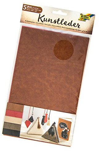 folia 56549 - Kunstleder, Leder, 5 Blatt, ca. 17 x 27 cm, farbig sortiert - ideal zum Basteln und Nähen
