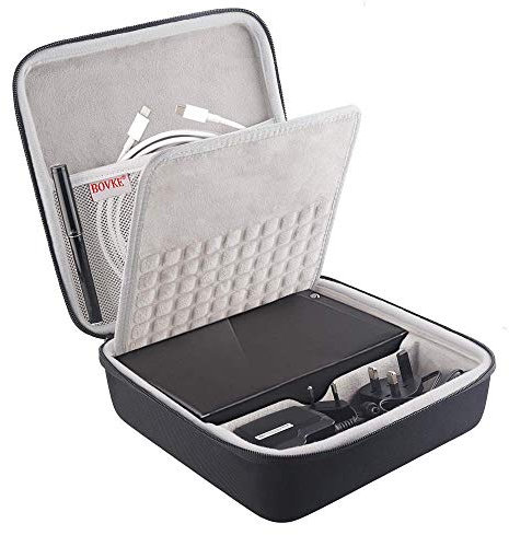 BOVKE Protective Case for Seagate Backup Plus Hub 8TB 6TB 4TB 10TB External Desktop Hard Drive Storage + 2mo Adobe CC Photography USB 3.0. Fits USB Cable and Charger, Black