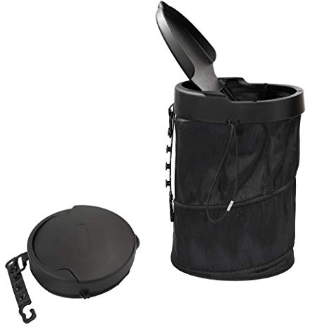 HONGXIN-SHOP Cubo de Basura para Coche Portátil Universal Que Viaje Bote de Basura para el Vehículo Plegable Colgante Pop-up Contenedor de Basura con Tapa Caja de Almacenamiento Negro