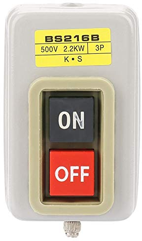 DEWIN Interruttore a Pulsante On/Off 380V/220V 3P, Macchina 380V 10A Interruttore di Alimentazione Autobloccante Trifase