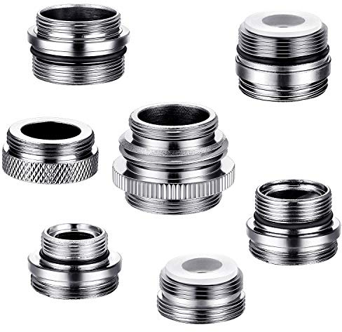 Hotop 7-teiliges Wasserhahn-Adapter-Set, Küchenspüle, Messing-Luftsprudler männlich/weiblich, Wasserhahn-Adapter zum Anschluss von Gartenschlauch, Wasserfilter, Standardschlauch über Umsteller